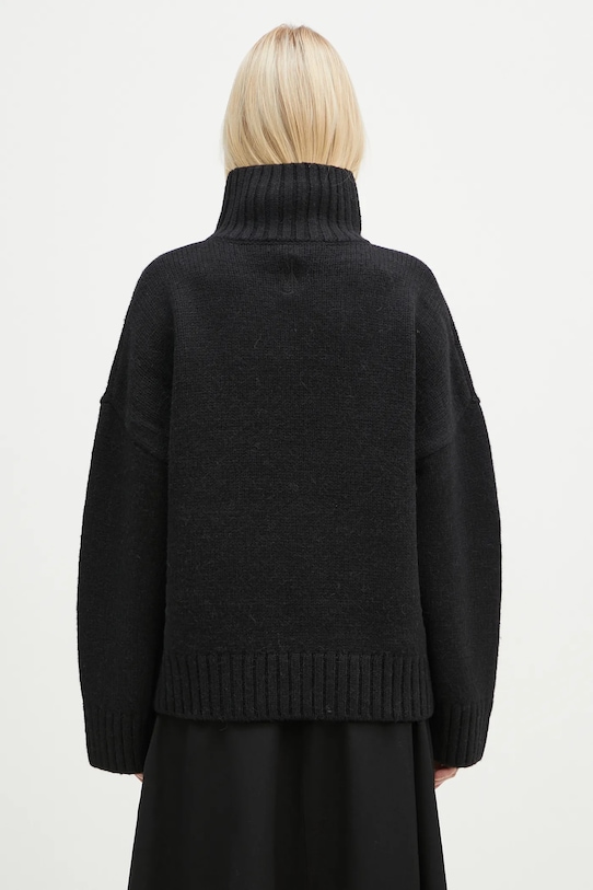 Odzież JW Anderson sweter wełniany Leather Patch Pocket Jumper KW1292.YN0367.999 czarny