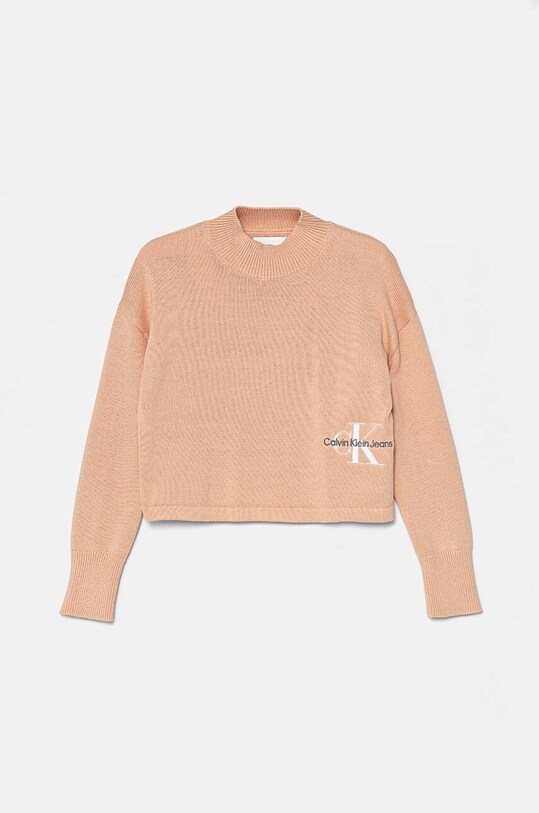 Детский хлопковый свитер Calvin Klein Jeans мелкий узор розовый IG0IG02548.9BYH.