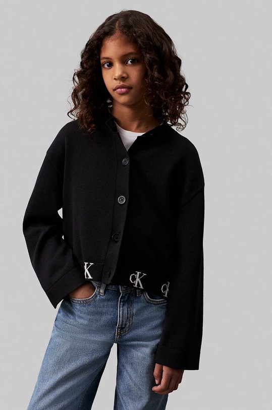 Calvin Klein Jeans kardigan dziecięcy drobny wzór czarny IG0IG02552.9BYH.
