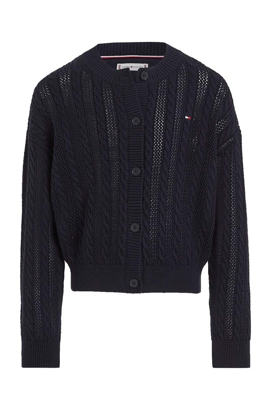 Tommy Hilfiger kardigan bawełniany dziecięcy KG0KG08076.9BYH granatowy AW24