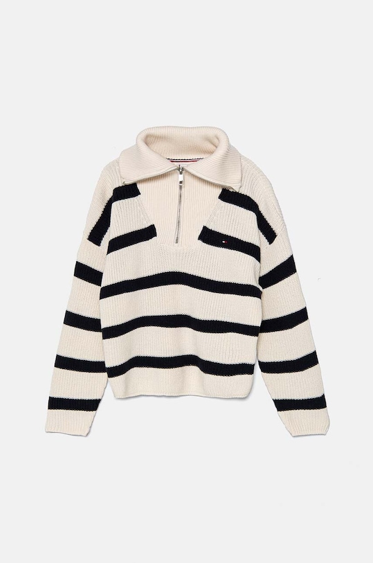 Dječji pamučni pulover Tommy Hilfiger Planet friendly bež KG0KG08134.9BYH