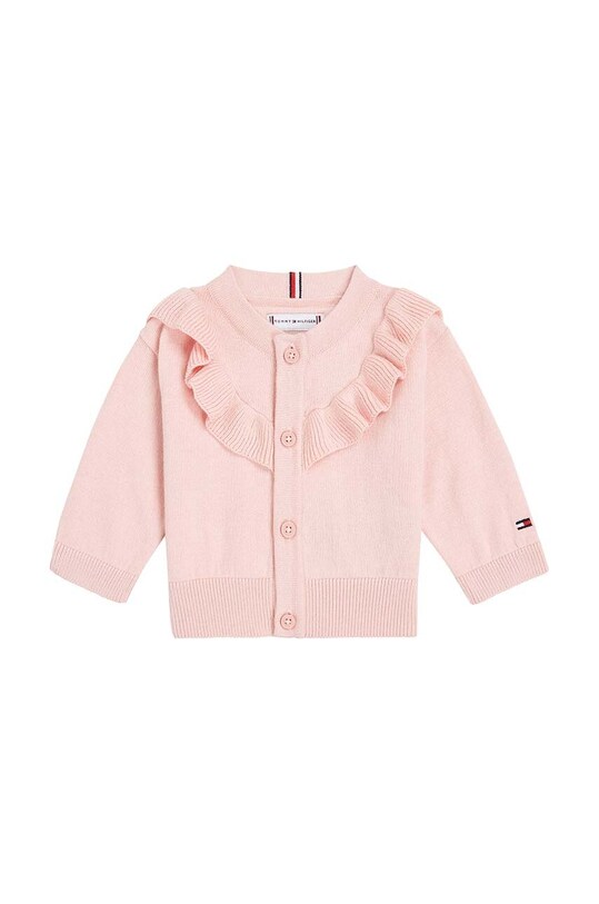 Detský bavlnený kardigan Tommy Hilfiger tenká ružová KN0KN01847.9BYH
