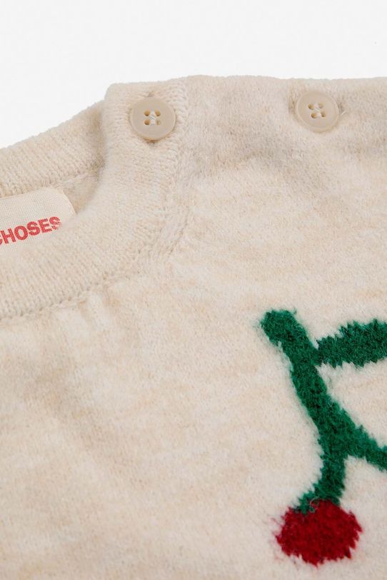 Dziewczynka Bobo Choses sweter z domieszką wełny niemowlęcy Cherry 224AB091 beżowy