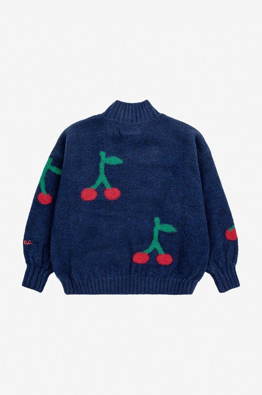 Dziewczynka Bobo Choses sweter z domieszką wełny dziecięcy Cherry 224AC119 granatowy