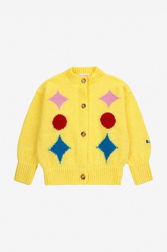 Detský kardigan s prímesou vlny Bobo Choses Sparkles 224AC123 žltá AW24
