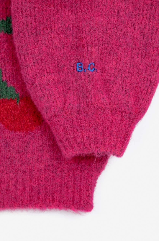 Dětský kardigan s příměsí vlny Bobo Choses Cherry růžová 224AC124