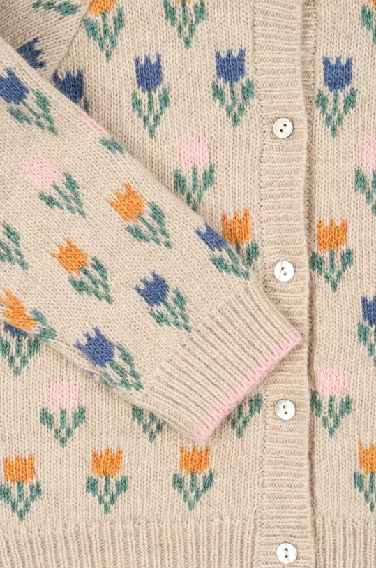 Детска вълнена жилетка Konges Sløjd BELOU KNIT CARDIGAN бежов KS101424