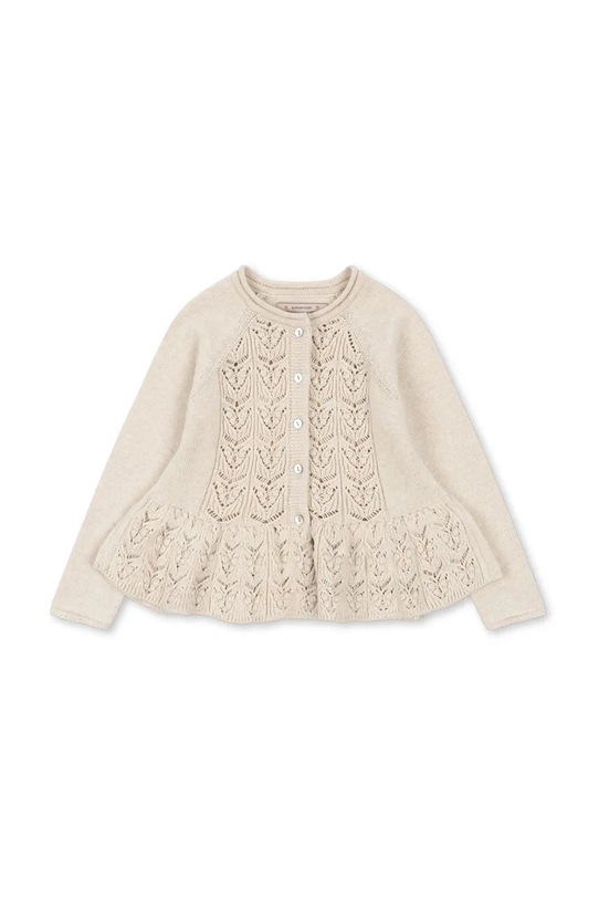 Dětský svetr Konges Sløjd CABBY FRILL CARDIGAN středně silná béžová KS101445