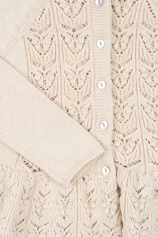 Dětský svetr Konges Sløjd CABBY FRILL CARDIGAN béžová KS101445