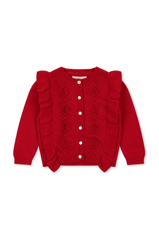 Konges Sløjd cardigan de lână pentru copii FIOL FRILL CARDIGAN uni rosu KS101519