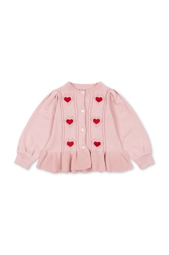 Konges Sløjd kardigan bawełniany dziecięcy SOLEIL KNIT CARDIGAN GOTS KS101687 różowy AW24