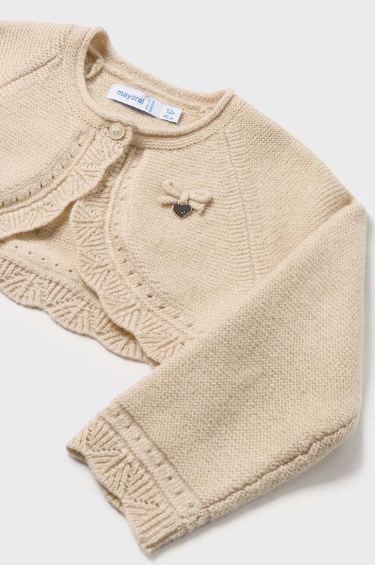 Mayoral sweter z domieszką wełny dziecięcy 308.4B.Baby.9BYH beżowy AW24
