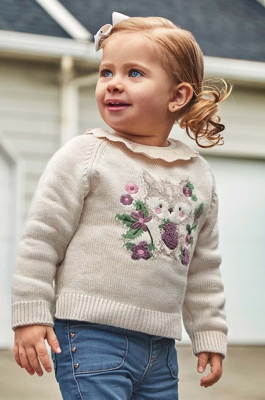 Mayoral sweter z domieszką wełny dziecięcy z domieszką wełny fioletowy 2323.4D.Baby.9BYH