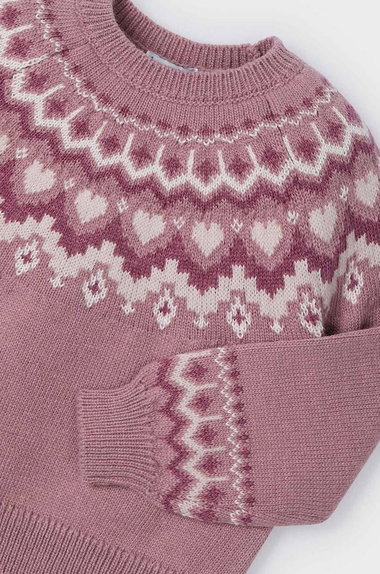 Mayoral sweter z domieszką wełny dziecięcy 4358.6E.Mini.9BYH różowy AW24