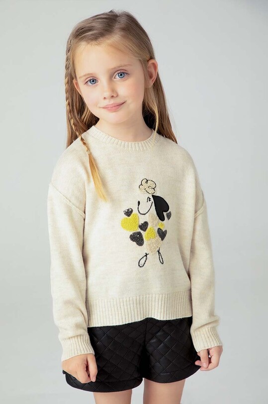 Mayoral pulover pentru copii din amestec de lana model fin bej 4359.6F.Mini.9BYH