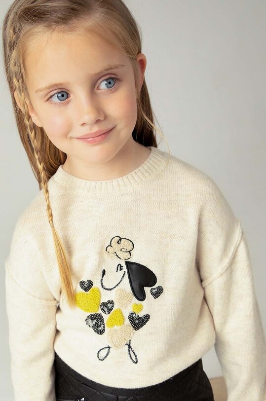 Mayoral pulover pentru copii din amestec de lana bej 4359.6F.Mini.9BYH