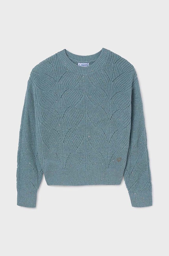 Mayoral sweter z domieszką wełny dziecięcy 7303.8B.Junior.9BYH turkusowy AW24