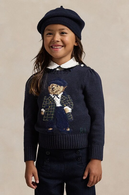 Детский хлопковый свитер Polo Ralph Lauren аппликация тёмно-синий 312951750001