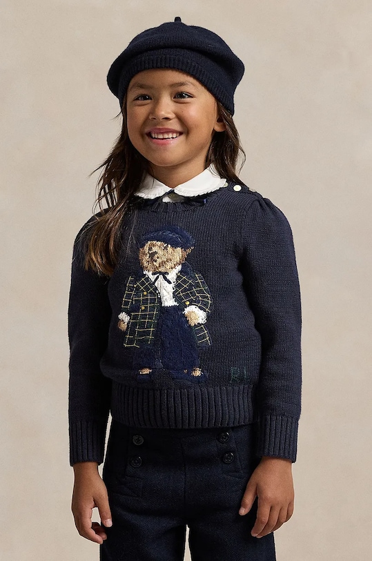 Otroški bombažen pulover Polo Ralph Lauren Debela mornarsko modra 312951750001