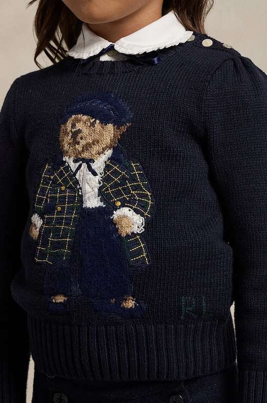 Otroški bombažen pulover Polo Ralph Lauren mornarsko modra 312951750001