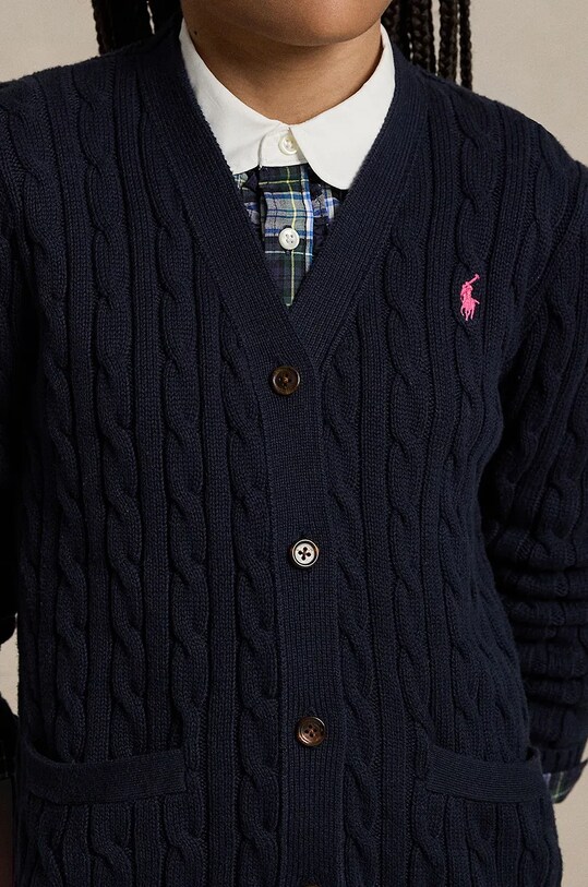 Detský bavlnený kardigan Polo Ralph Lauren tmavomodrá 313950765001