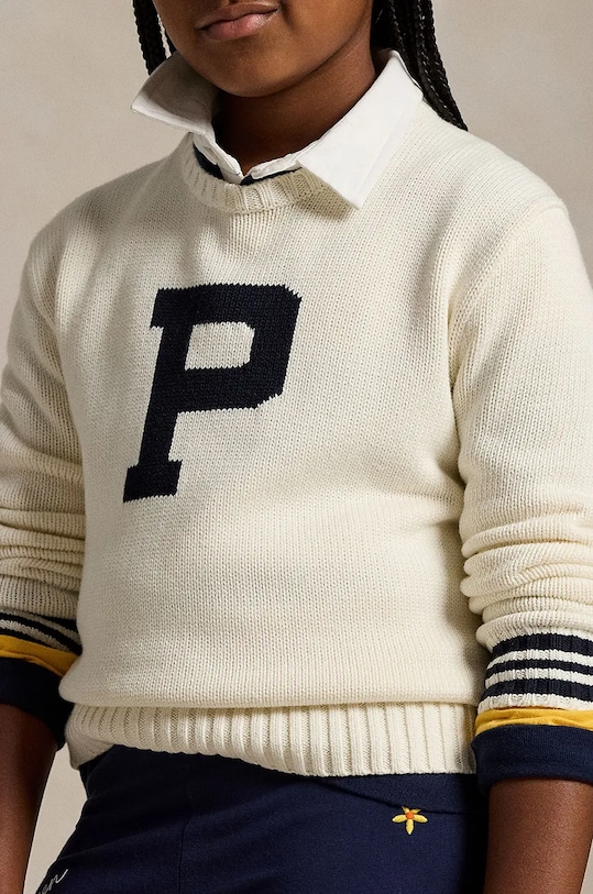 Otroški bombažen pulover Polo Ralph Lauren bež 313950814001