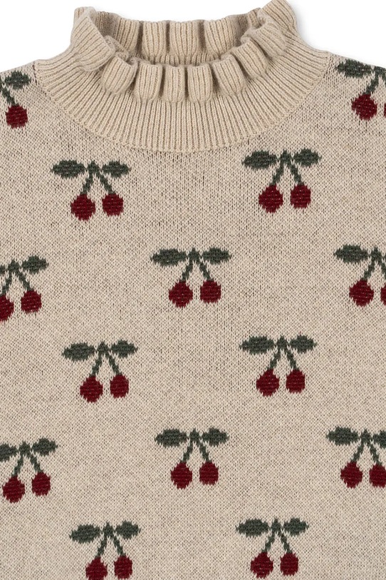 Dziewczynka Konges Sløjd sweter z domieszką kaszmiru dziecięcy SIKA SWEATER KS102098 beżowy