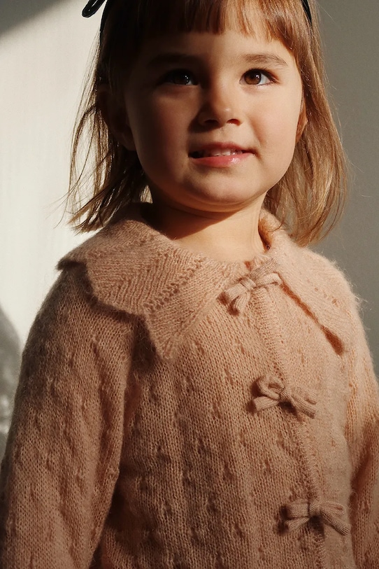 Vuneni dječji kardigan Konges Sløjd SMILLA KNIT CARDIGAN bez uzorka narančasta KS102108