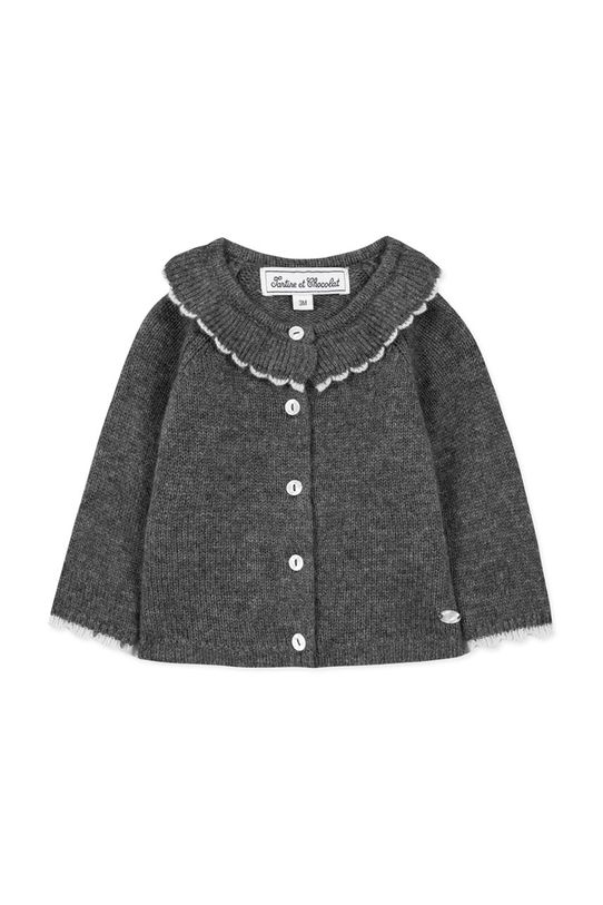 Tartine et Chocolat cardigan de lână pentru copii TZ18001.67.74 gri AW24