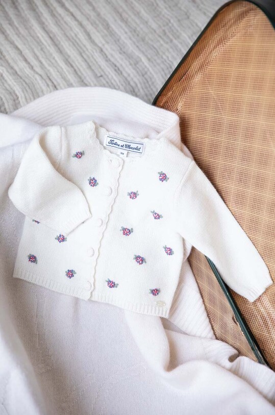 Kojenecký vlněný kardigan Tartine et Chocolat vlna bílá TZ18081.67.74