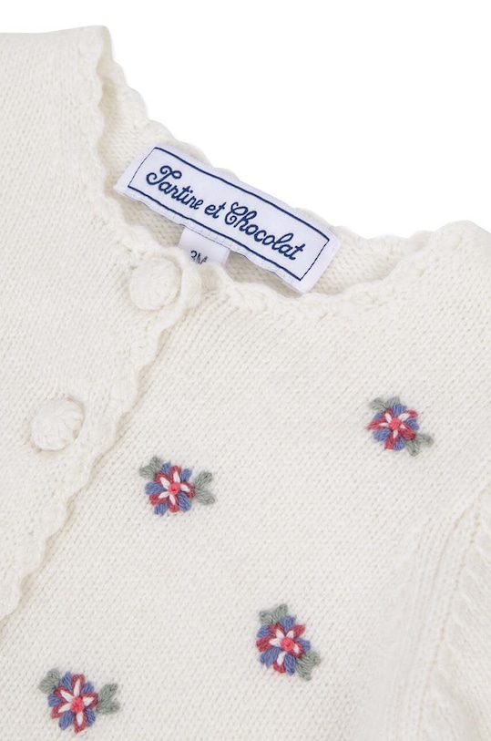 Tartine et Chocolat kardigan wełniany niemowlęcy biały TZ18081.80.94