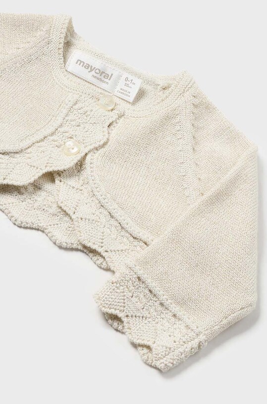 Дівчинка Дитячий бавовняний кардиган Mayoral Newborn 307.2L.Newborn.9BYH бежевий
