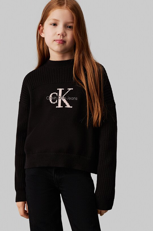 Детский хлопковый свитер Calvin Klein Jeans остальные чёрный IG0IG02654.9BYH.