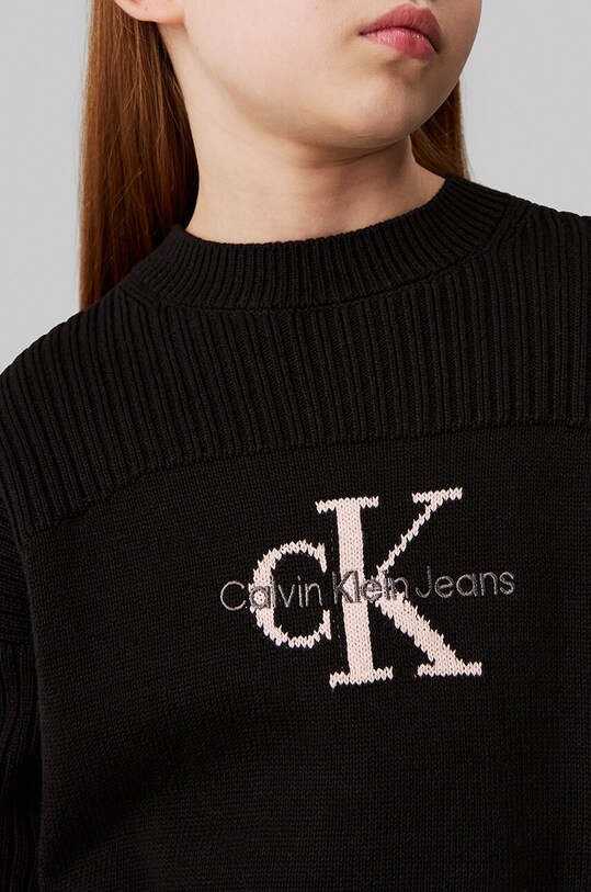 Детский хлопковый свитер Calvin Klein Jeans IG0IG02654.9BYH. чёрный