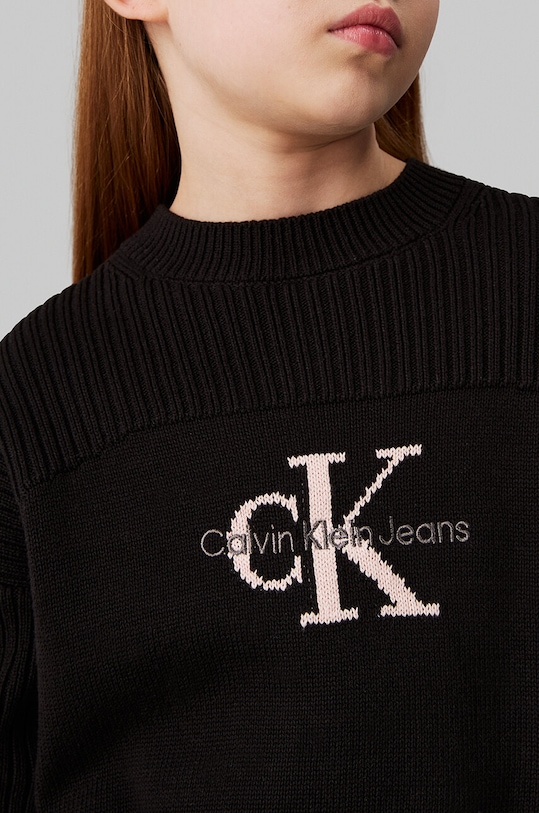 Дитячий бавовняний светр Calvin Klein Jeans IG0IG02654.9BYH. чорний