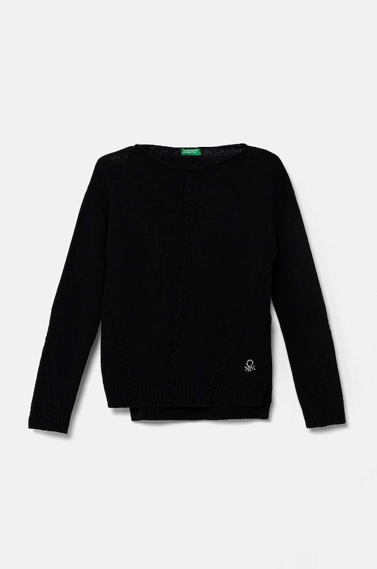 Вовняний дитячий светр United Colors of Benetton тонкий чорний 1244C106X.G.Seasonal