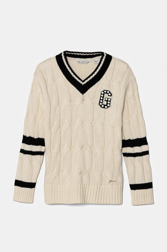 Guess sweter z domieszką wełny dziecięcy aplikacja beżowy J4BR12.Z37L1.9BYH