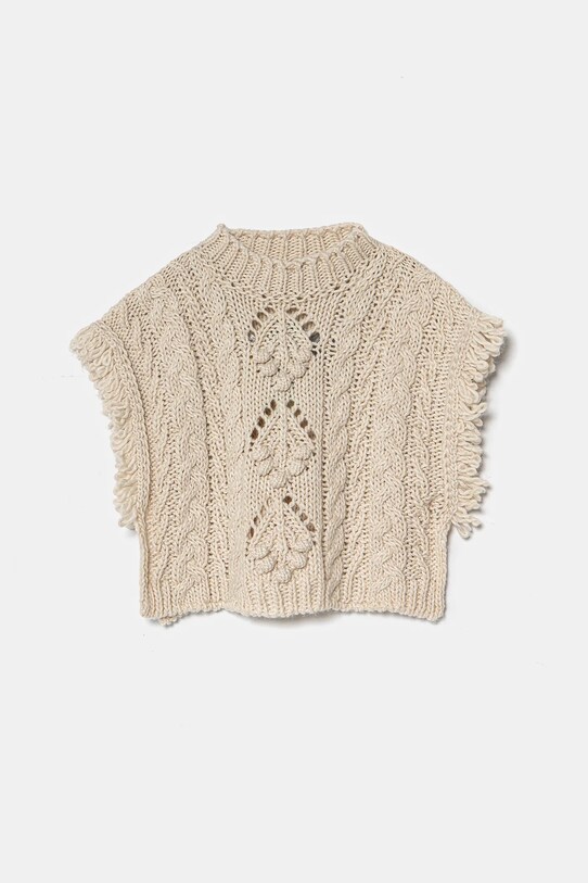 United Colors of Benetton poncho de lână pentru copii uni bej 115HGU004.P.Seasonal