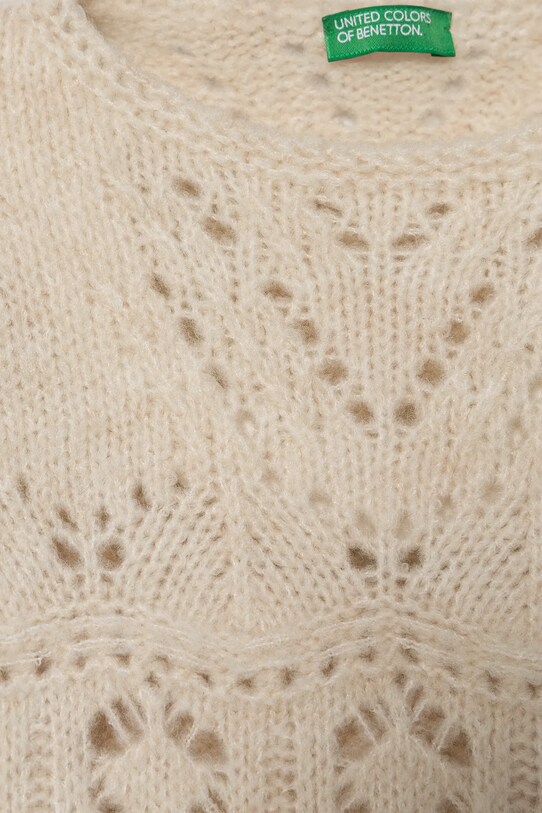 Dziewczynka United Colors of Benetton sweter z domieszką wełny dziecięcy 1255C107F.G.Seasonal beżowy