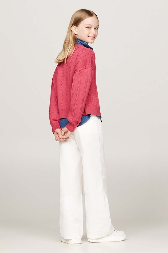Tommy Hilfiger kardigan bawełniany dziecięcy KG0KG08546.9BYH.128.176 czerwony