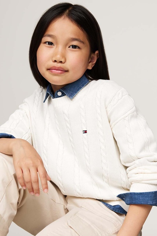 Tommy Hilfiger sweter bawełniany dziecięcy pozostałe beżowy KG0KG08547.9BYH.128.176