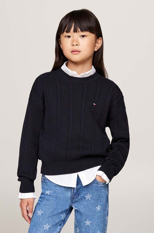 Детский хлопковый свитер Tommy Hilfiger остальные тёмно-синий KG0KG08547.9BYH.128.176