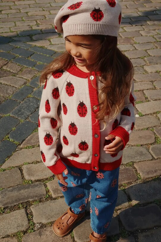 Παιδική μάλλινη ζακέτα Konges Sløjd BELOU KNIT CARDIGAN μαλλί κόκκινο KS102221