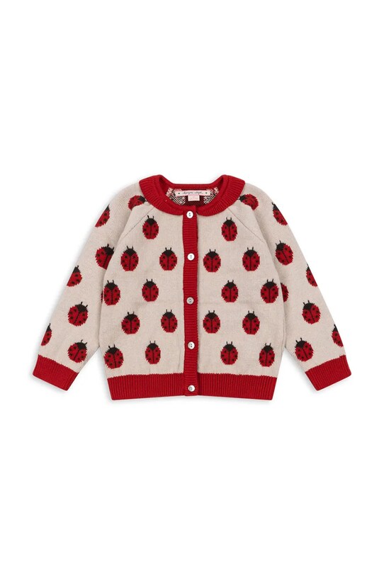 Παιδική μάλλινη ζακέτα Konges Sløjd BELOU KNIT CARDIGAN KS102221 κόκκινο AW24