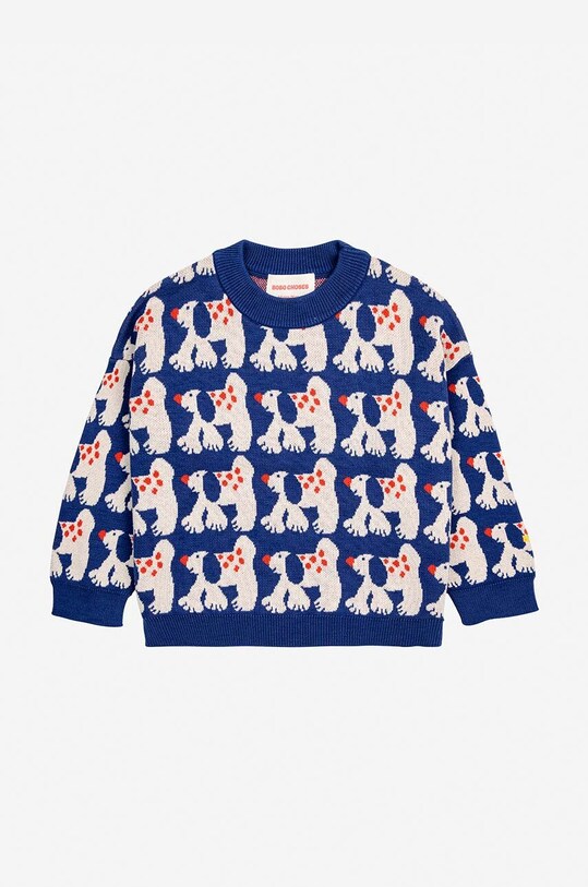 Детский хлопковый свитер Bobo Choses Fairy Dog 224AC114 тёмно-синий AW24