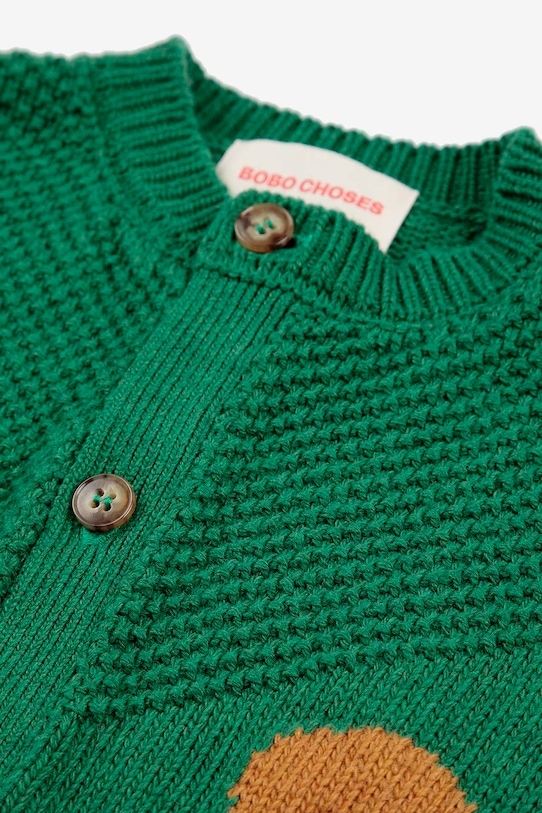 Дитячий кардиган з домішкою вовни Bobo Choses Gingerbread 224FB005 зелений