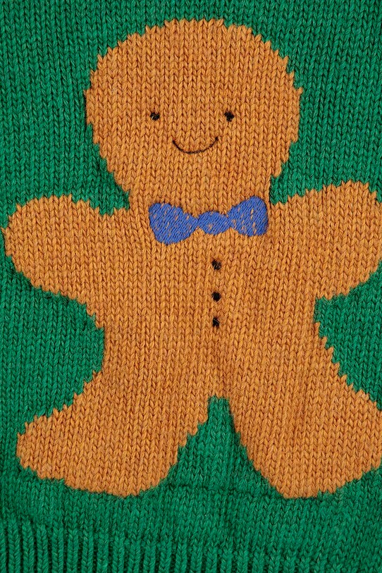 Мальчик Детский кардиган с примесью шерсти Bobo Choses Gingerbread 224FC014 зелёный