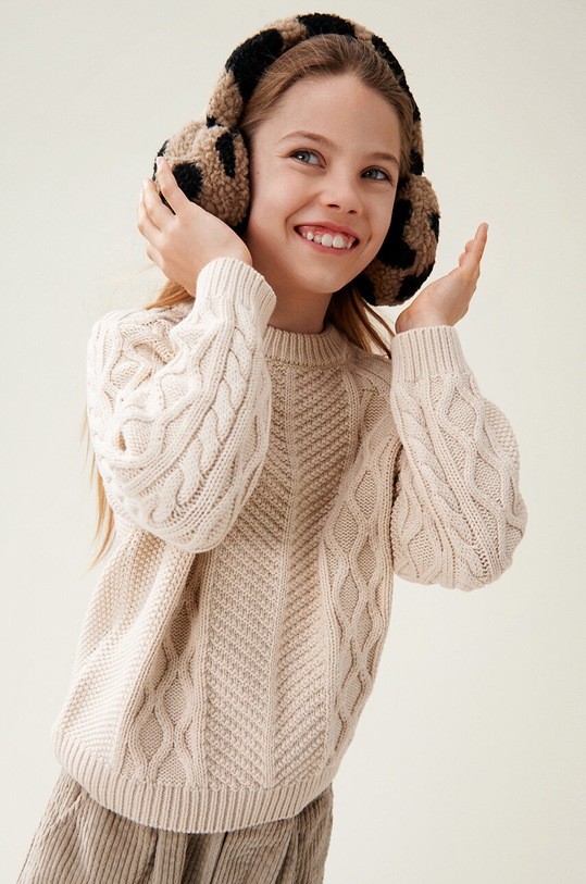 Otroški volneni pulover Liewood Callio Knit Jumper Srednje debeline bež LW19165