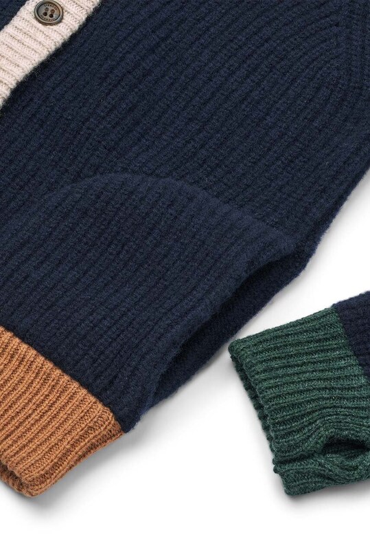 Παιδική μάλλινη ζακέτα Liewood Tiago Knit Cardigan σκούρο μπλε LW19166