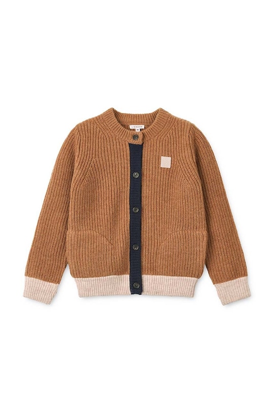 Liewood cardigan de lână pentru copii Tiago Knit Cardigan LW19166 maro AW24
